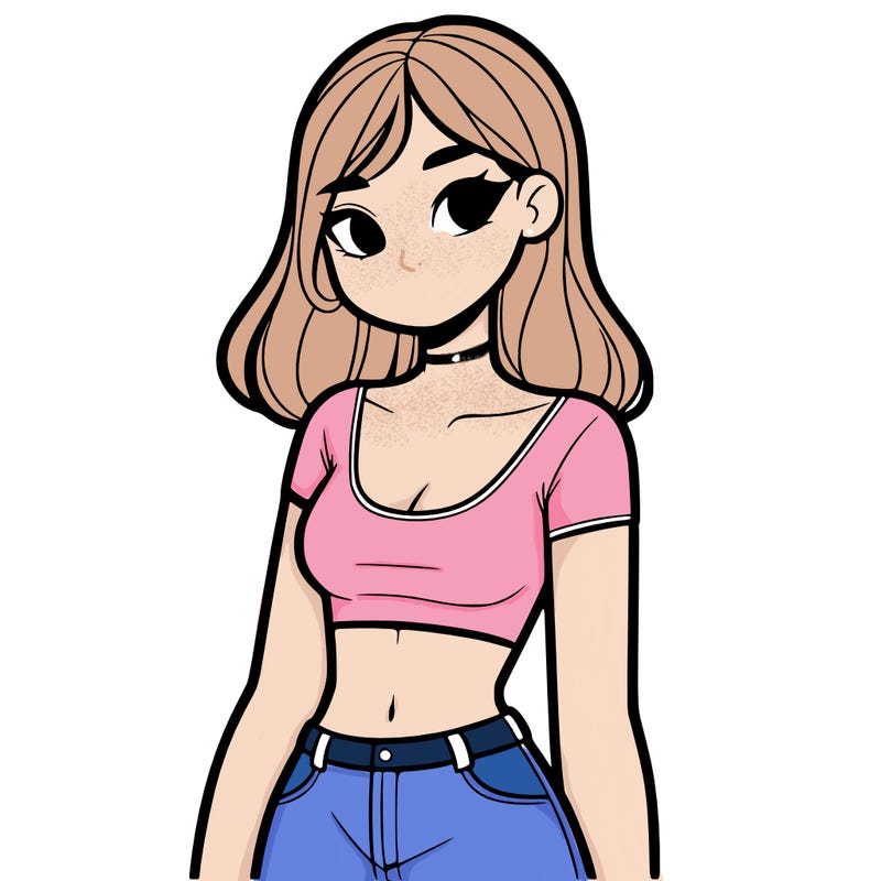 realistic girl wearing a crop top