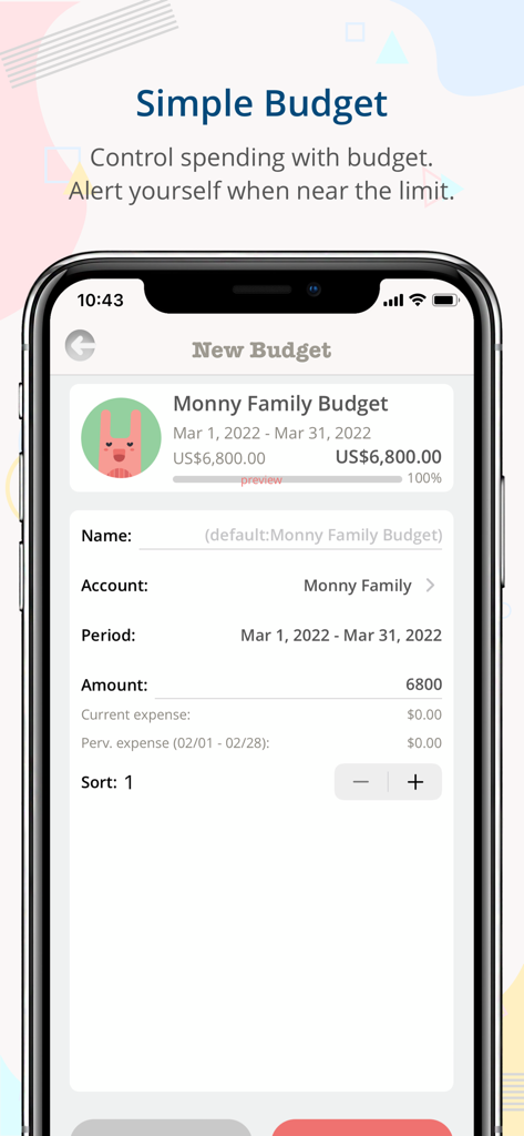 Monny - The Monny app new budget screen showing setup for a family budget plan.
