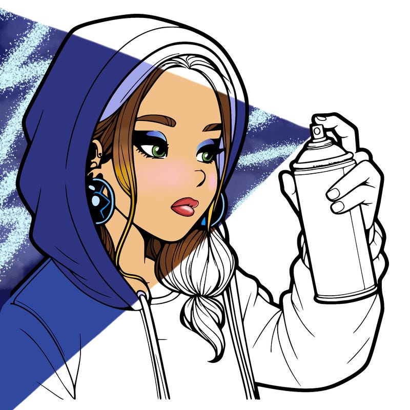 a realistic girl, spray painting