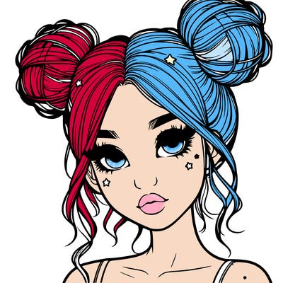 realistic girl with space buns