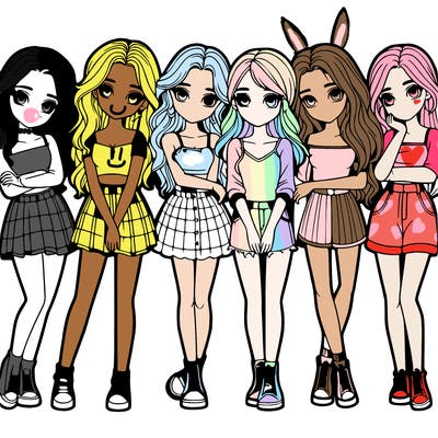 a group of girls realistic