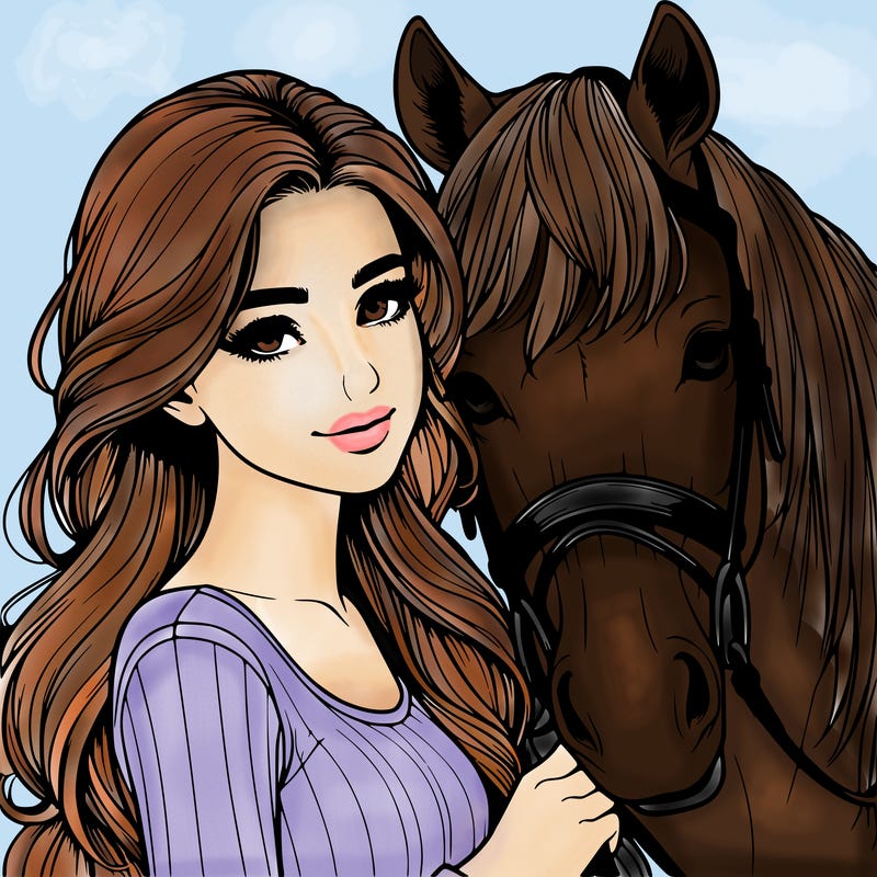 realistic girl with horse