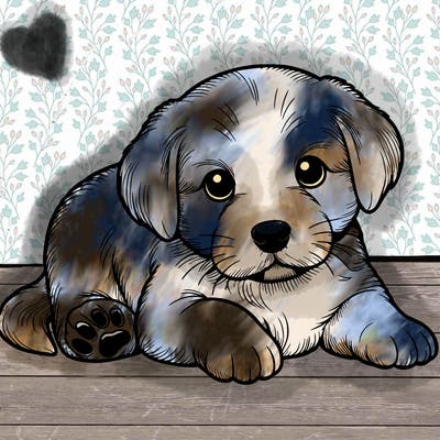 a cute realistic puppy