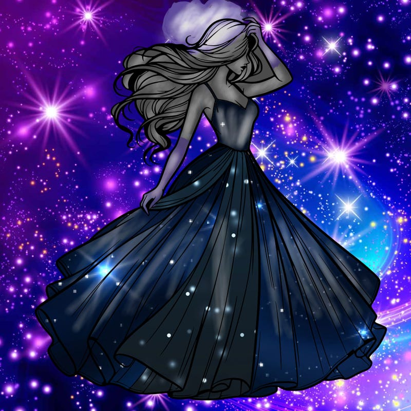 realistic woman with dress flowing in the wind