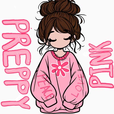 girl with baggy sweatshirt and messy bun