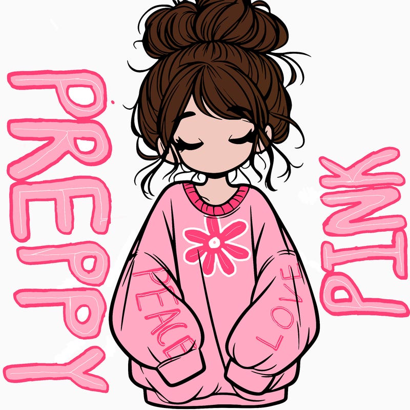 girl with baggy sweatshirt and messy bun