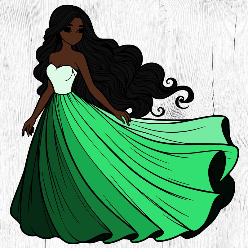 realistic woman with long flowing dress