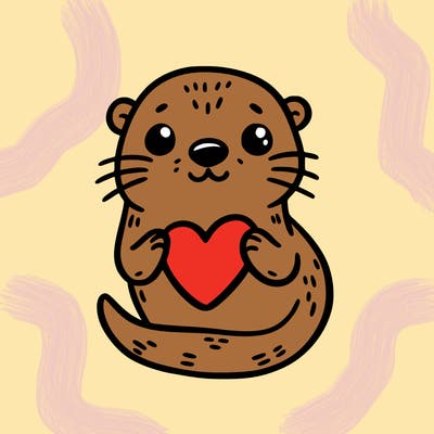 otter with a heart