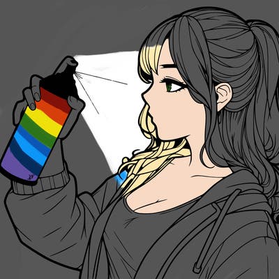 a realistic girl spray, painting