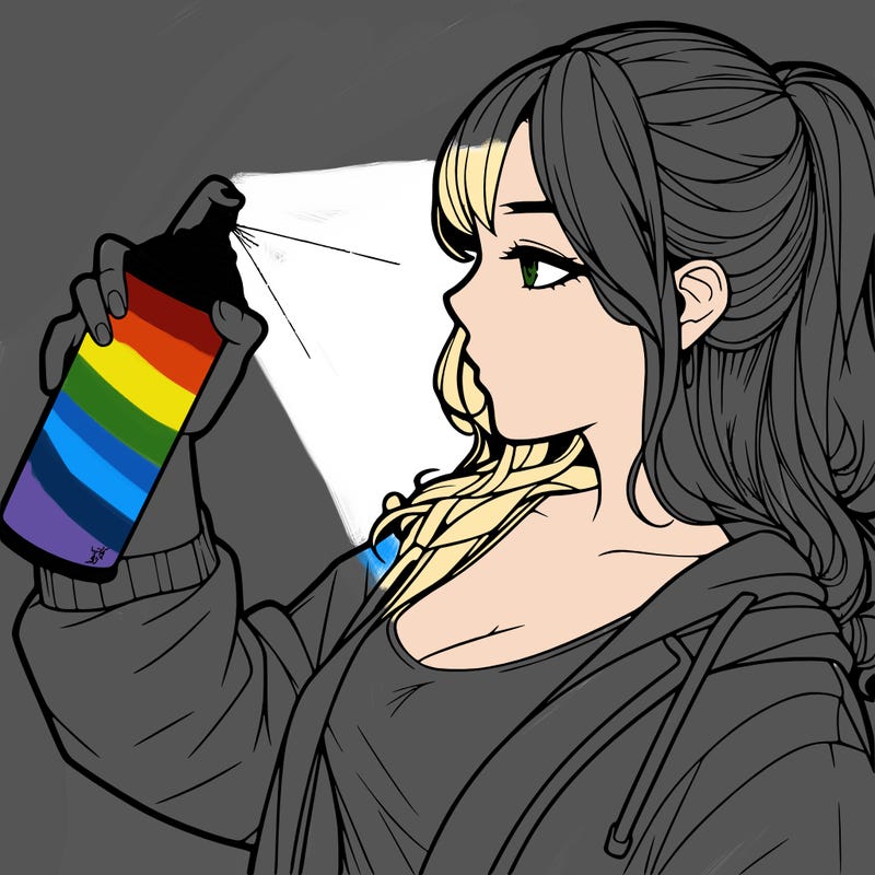 a realistic girl spray, painting