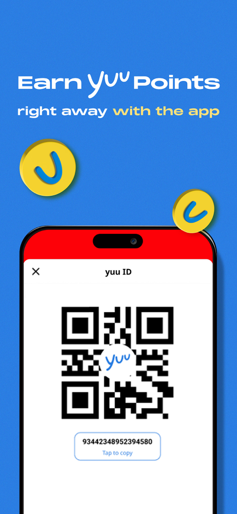 Wellcome Online Shop mobile App zeigt den yuu ID QR-Code zum Sammeln von Prämienpunkten
