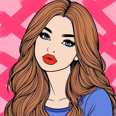 realistic girl with hair on her hair and lips