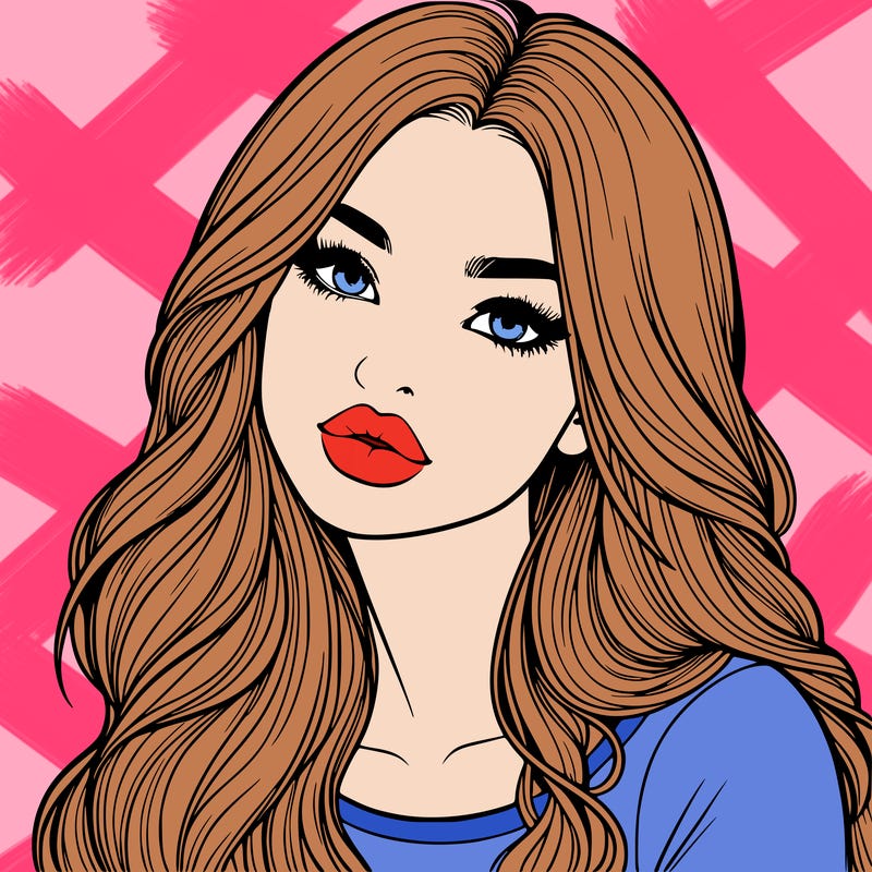 realistic girl with hair on her hair and lips