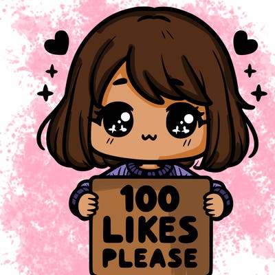 cute girl holding a sign saying 100 likes please