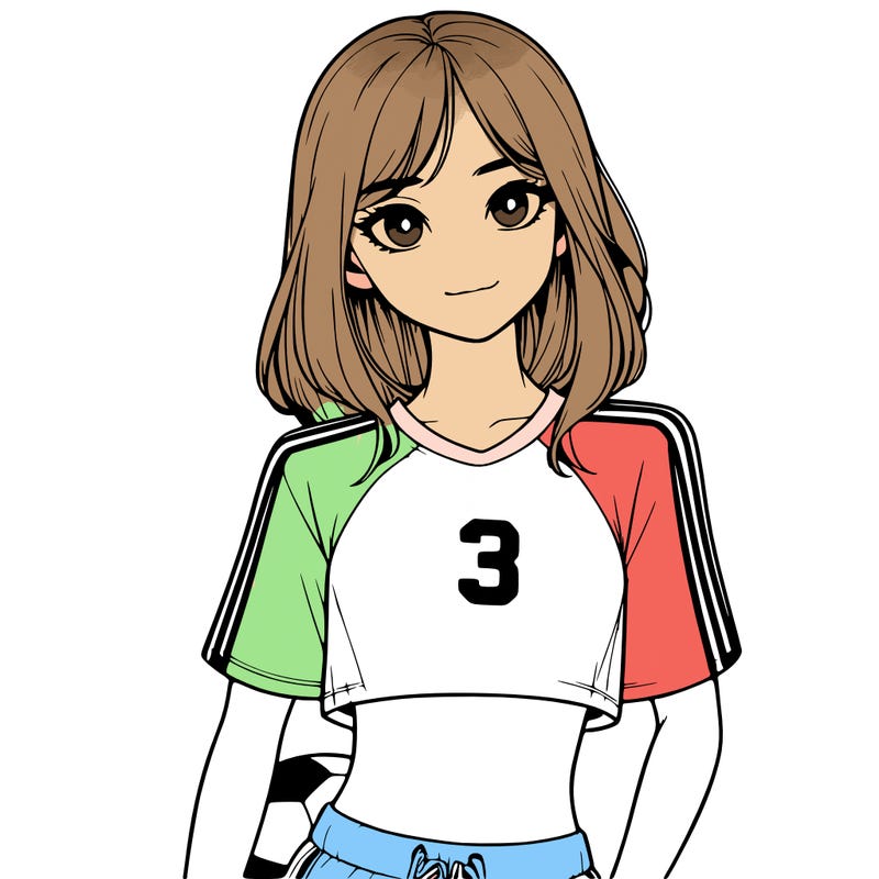 realistic girl wearing soccer jersey
