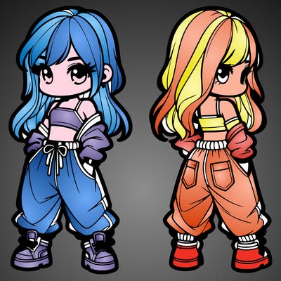 girl in crop top and baggy pants