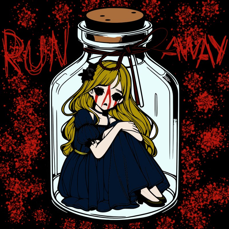 beautiful realistic girl trapped in bottle