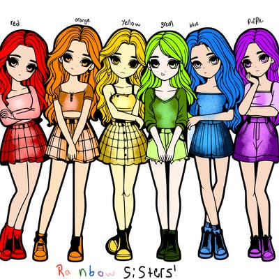 a group of girls realistic