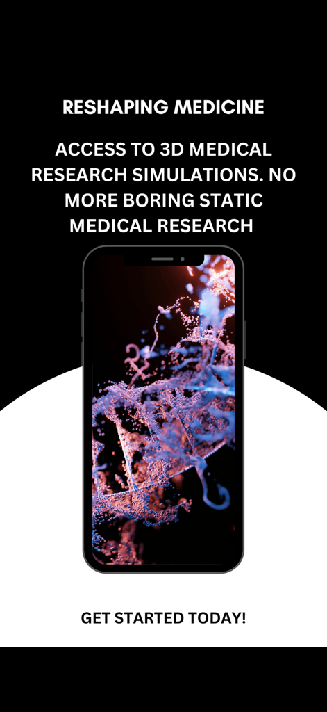 Z-Score™ - Ein Smartphone, das eine 3D-DNA-Doppelhelix-Simulation aus der Z-Score-App mit Text zur Neugestaltung der Medizin anzeigt.