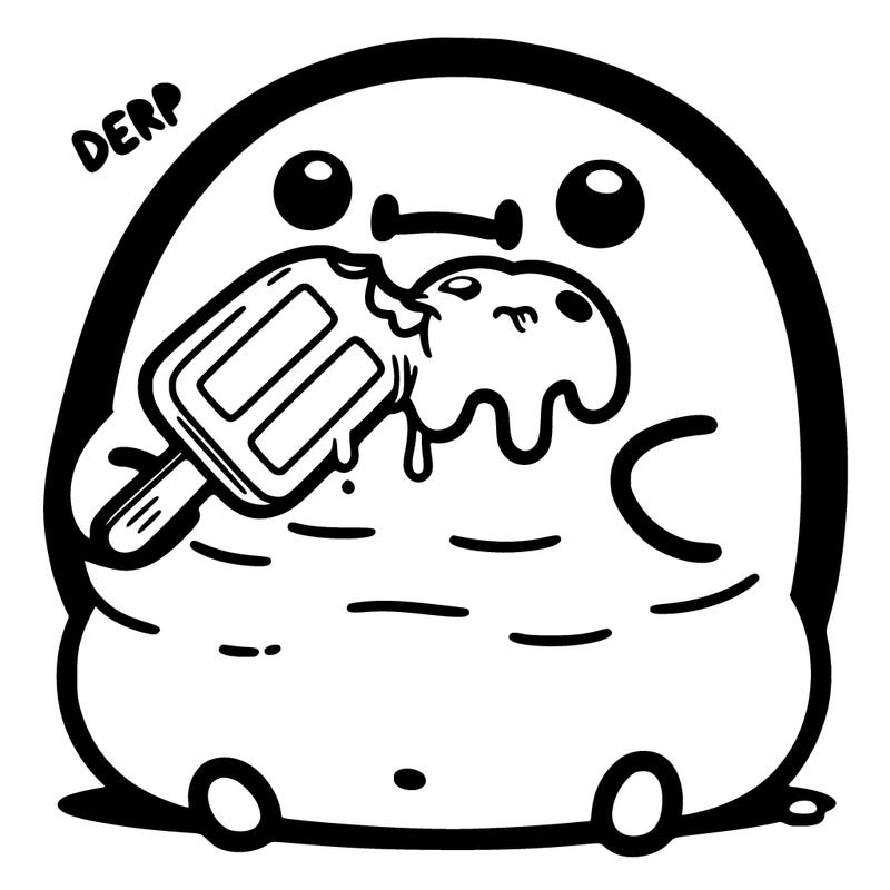 really chubby blob eating a popsicle that looks derpy