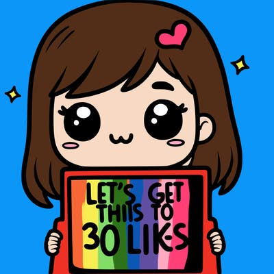 girl holding sign that says let’s get this to 30 likes