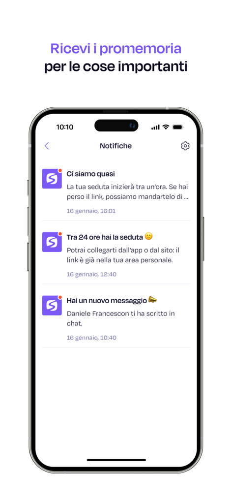 Serenis: psicoterapia online - Interfaccia dell'app Serenis che mostra notifiche per le prossime sessioni di terapia e nuovi messaggi.