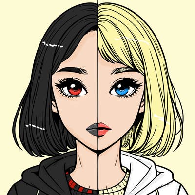 split realistic girl