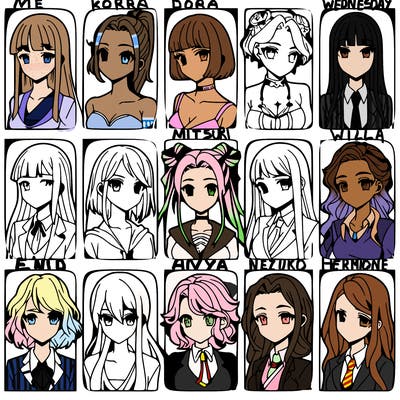 girls that look diffrent anime