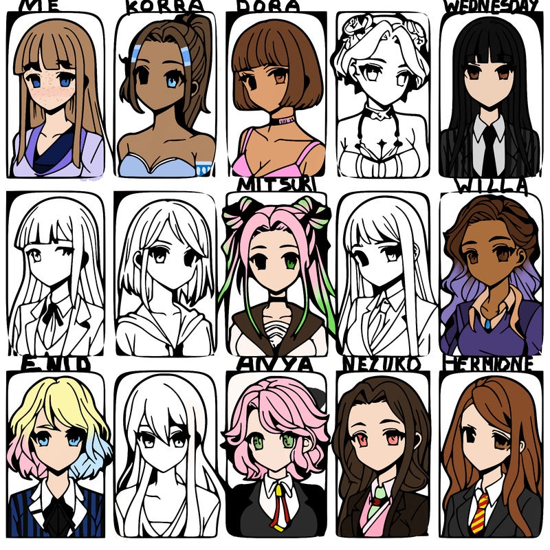 girls that look diffrent anime