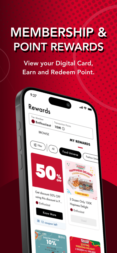 MAPCLUB - MAPCLUB mobile app interface displaying digital rewards membership points and retail discount coupons on a smartphone