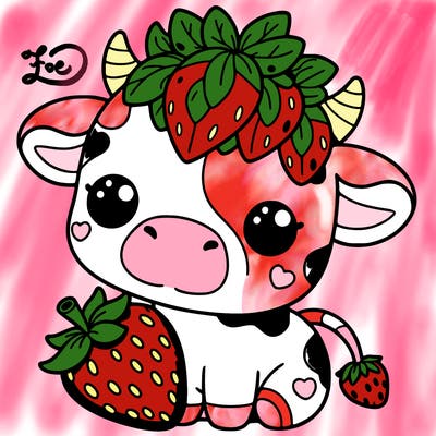 cute strawberry cow