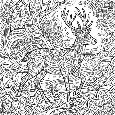 Embark on a captivating artistic journey with this stunning psychedelic deer coloring page. Its intricate patterns and flowing lines invite you to explore a world of vibrant imagination and serene creativity.
