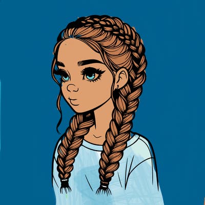 realistic girl with braids