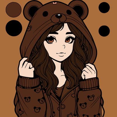 realistic girl in a animal pjs hoodie
