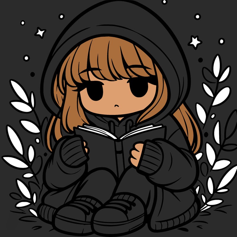 girl in oversized hoodie reading a book