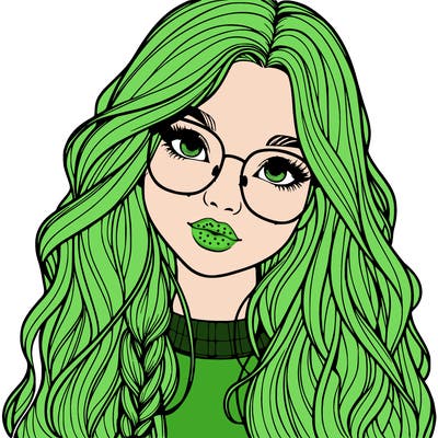 girl with long hair and freckles and glasses realistic