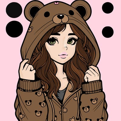 realistic girl in a animal pjs hoodie