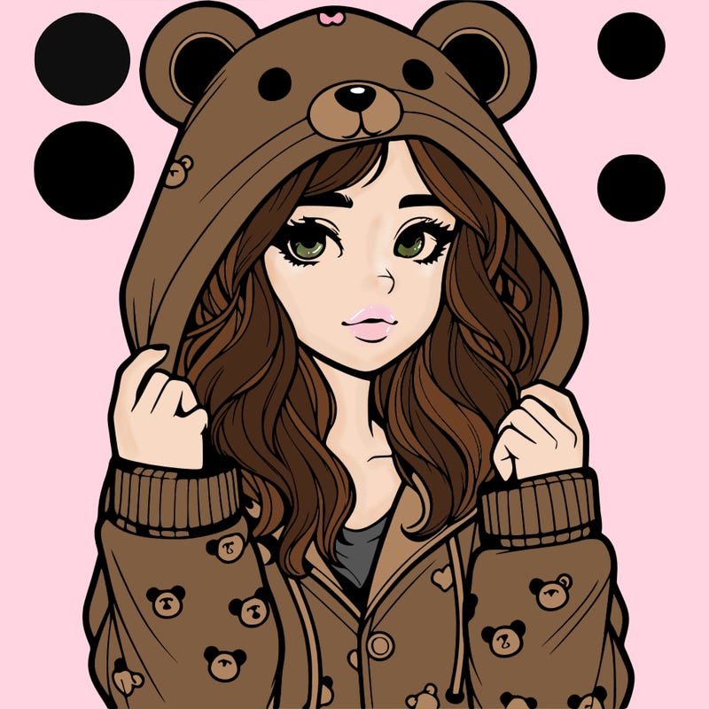 realistic girl in a animal pjs hoodie