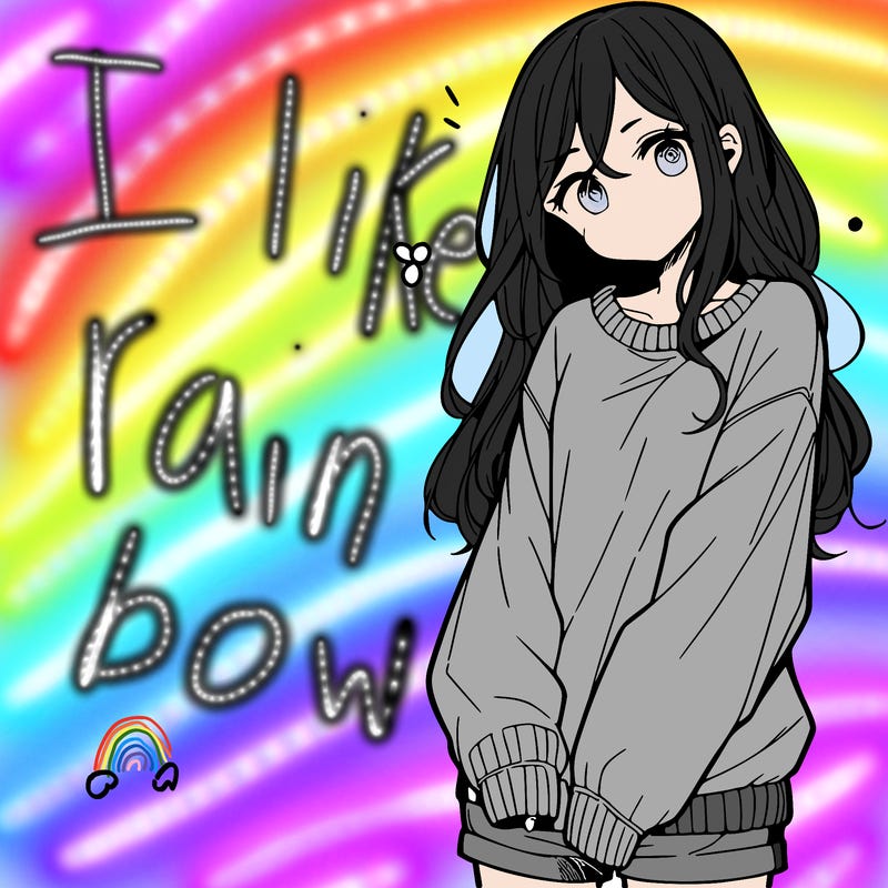 manga teen girl  in a sweater and baggy pants