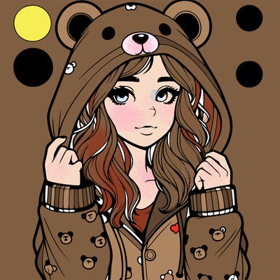 realistic girl in a animal pjs hoodie