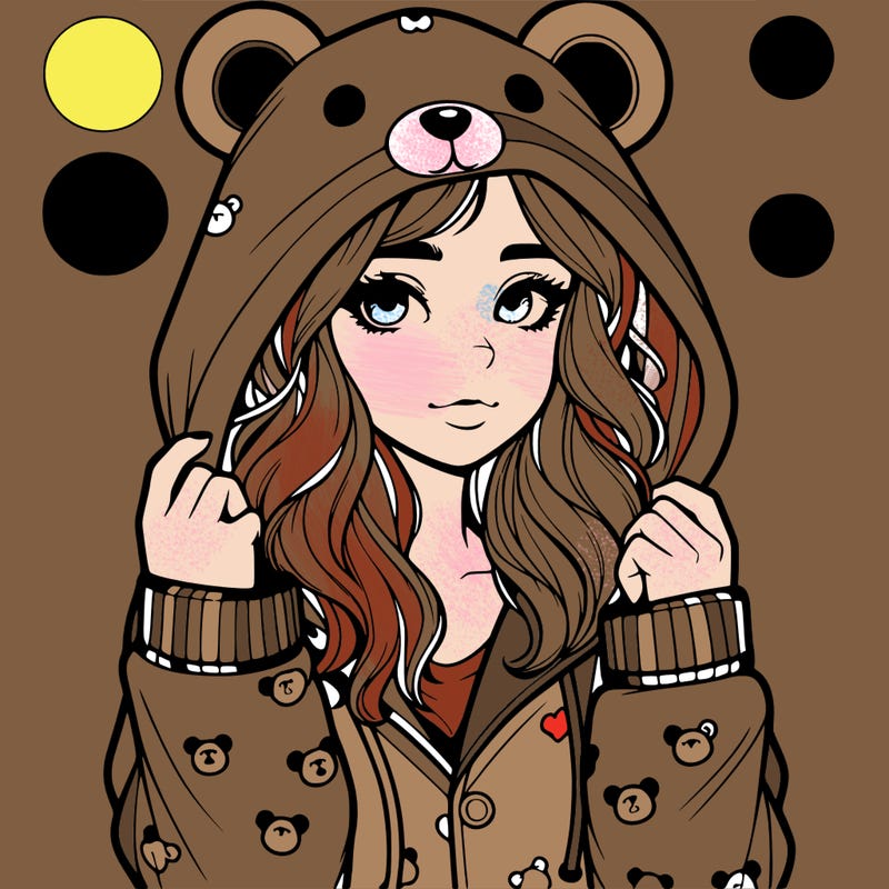 realistic girl in a animal pjs hoodie