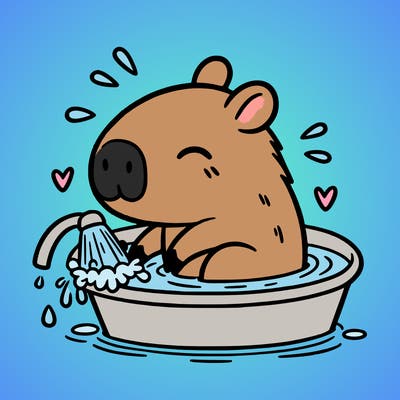 capybara taking a bath