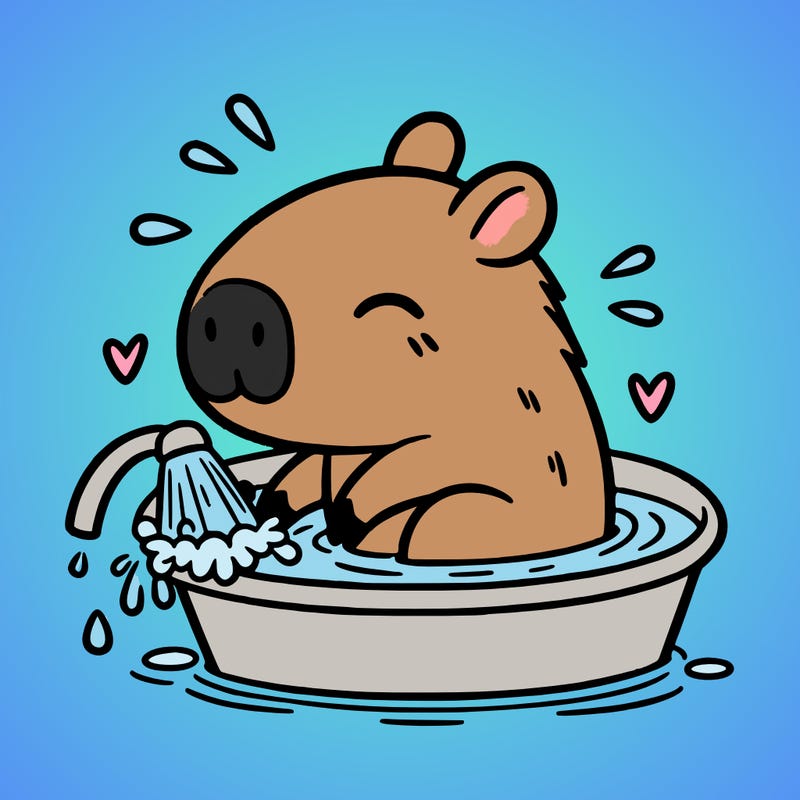capybara taking a bath