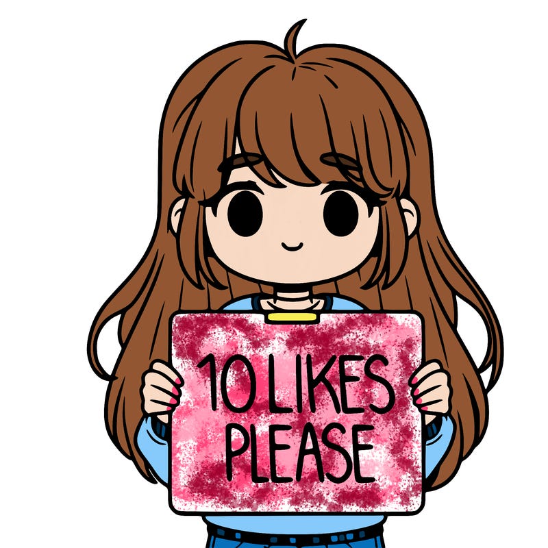 girl holding a sign saying 10 likes please