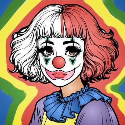 a clown girl realistic