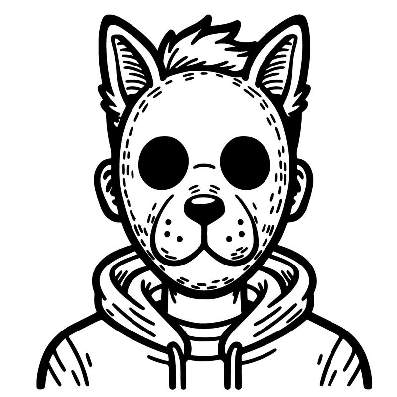 human with animal mask on