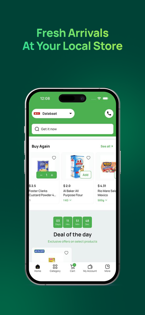 Barako - Barako app home screen showing grocery products and daily deal promotions