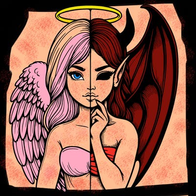 realistic angel half demon