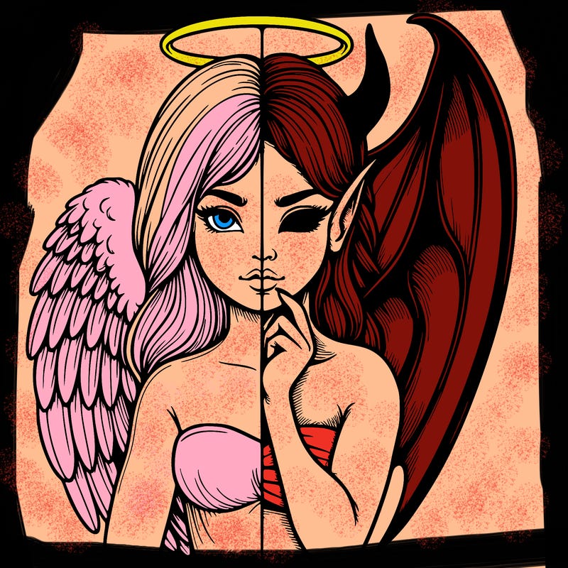 realistic angel half demon