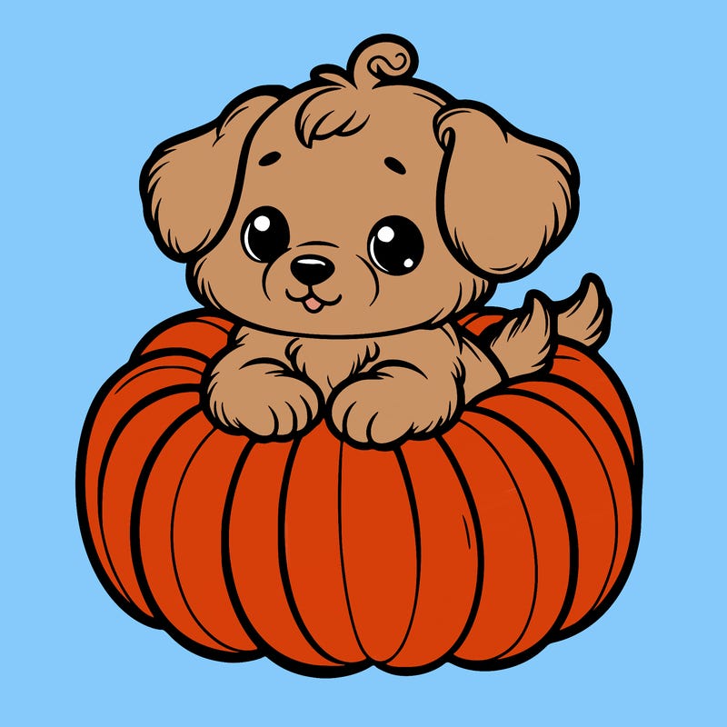 cute little puppy in a pumpkin